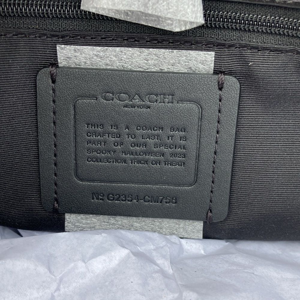 COACH City Tote In Signature Canvas Halloween Ghost Eyes Leather Tote Bag Purse - Picture 3 of 5